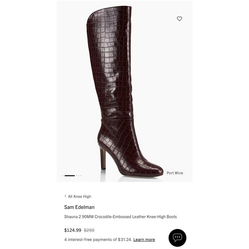NEW Sam Edelman Shauna croc embossed knee high boots